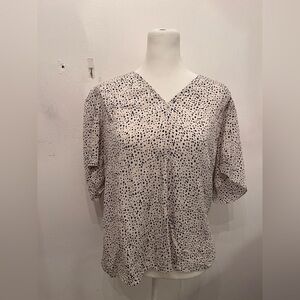 Rebecca Taylor Floral Print Blouse Size 12 Black/White